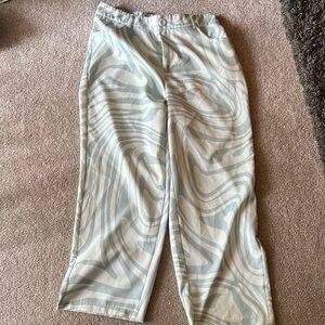 SHEIN Light Blue Abstract Pattern Pants